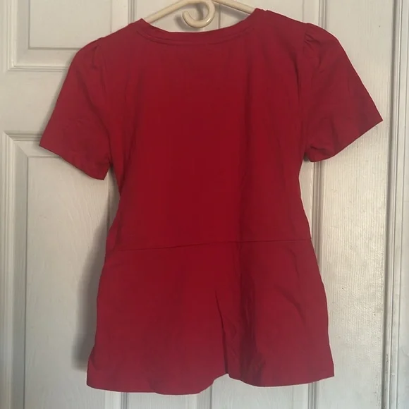 Maeve by Anthropologie Dakota wrap top short sleeve tee red size small - Picture 3 of 5